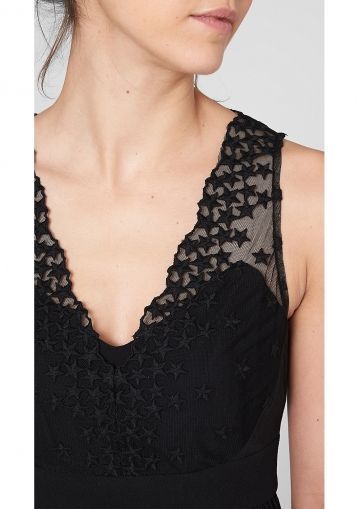 Crêpe dress with lace