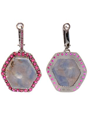 Sapphire Slice and Ruby Earrings 